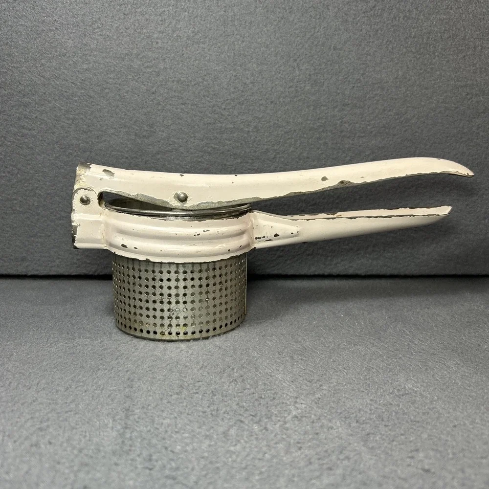 Antique Vintage Metal Potato Ricer Masher Farmhouse Kitchen Rustic Decor